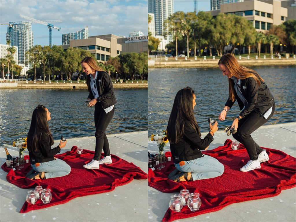 Surprise Proposal,Gigi & Ashley, Tampa Riverwalk