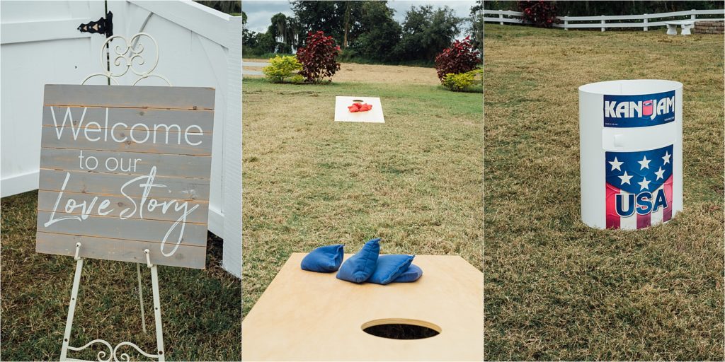 outdoor wedding games and signage