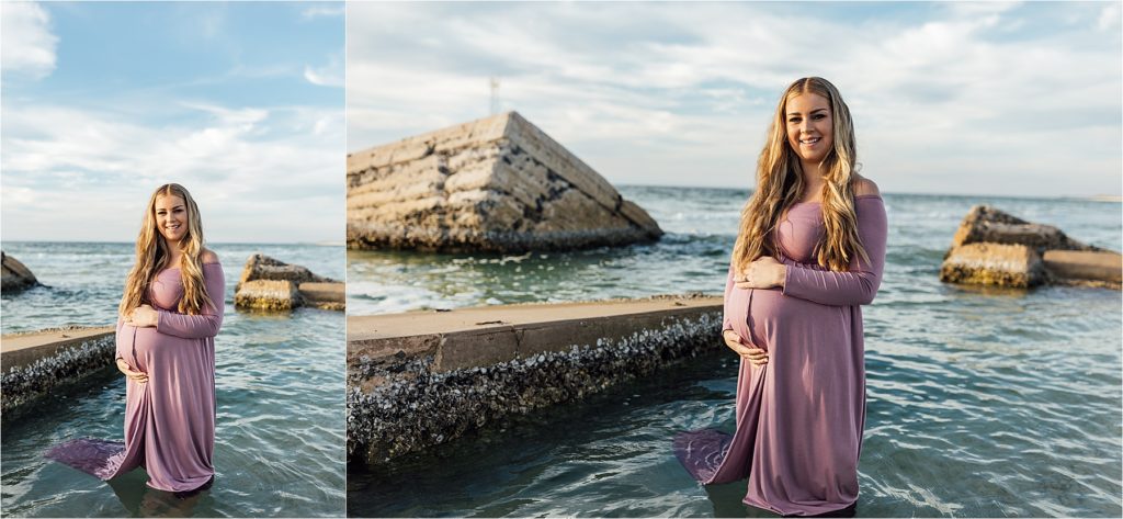 Beach Maternity Session, In Water Maternity Session